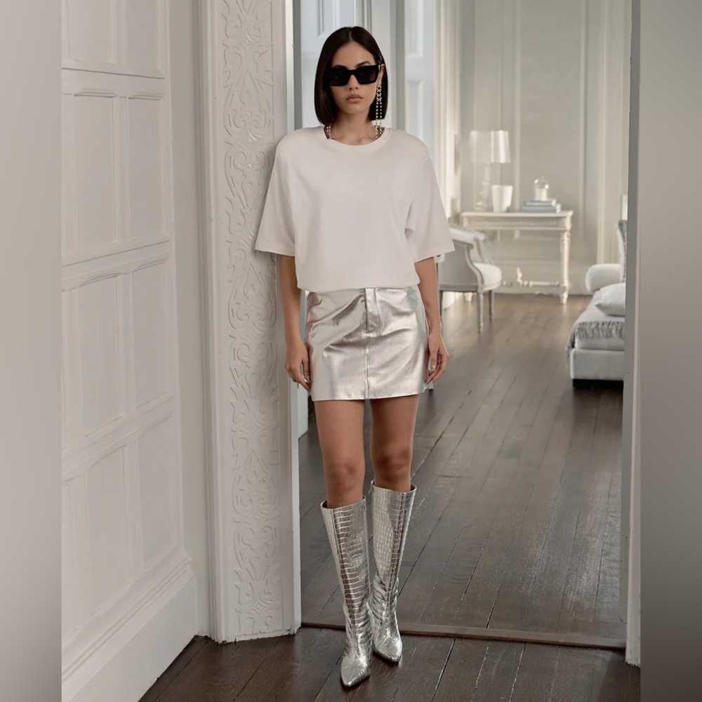 Metallic “Phoebe” mini skirt